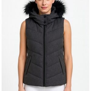 The Gap Puffer Vest Sz Lg Faux Fur Boho Indie Warm Fall Cozy Primaloft Wool Y2K